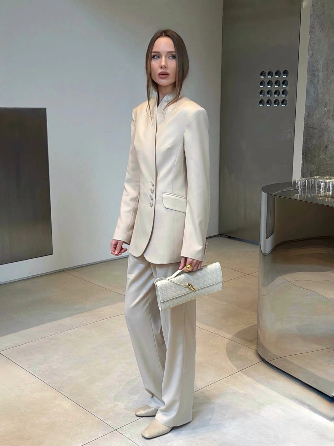 chic winter business casual outfits Ivory Tailoring With a Quiet Luxury Feel