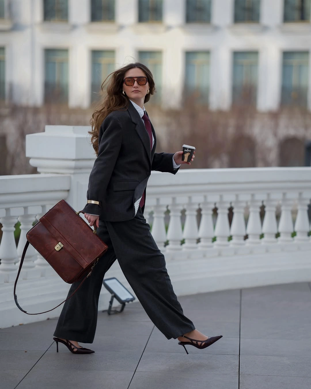 chic winter business casual outfits Classic Charcoal Suit With a Burgundy Tie
