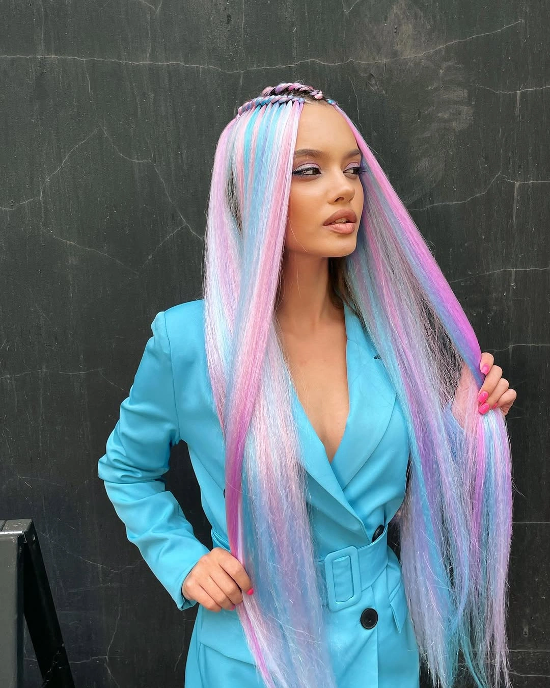 colorful braids for women Pastel Rainbow Hair With a Mini Braid
