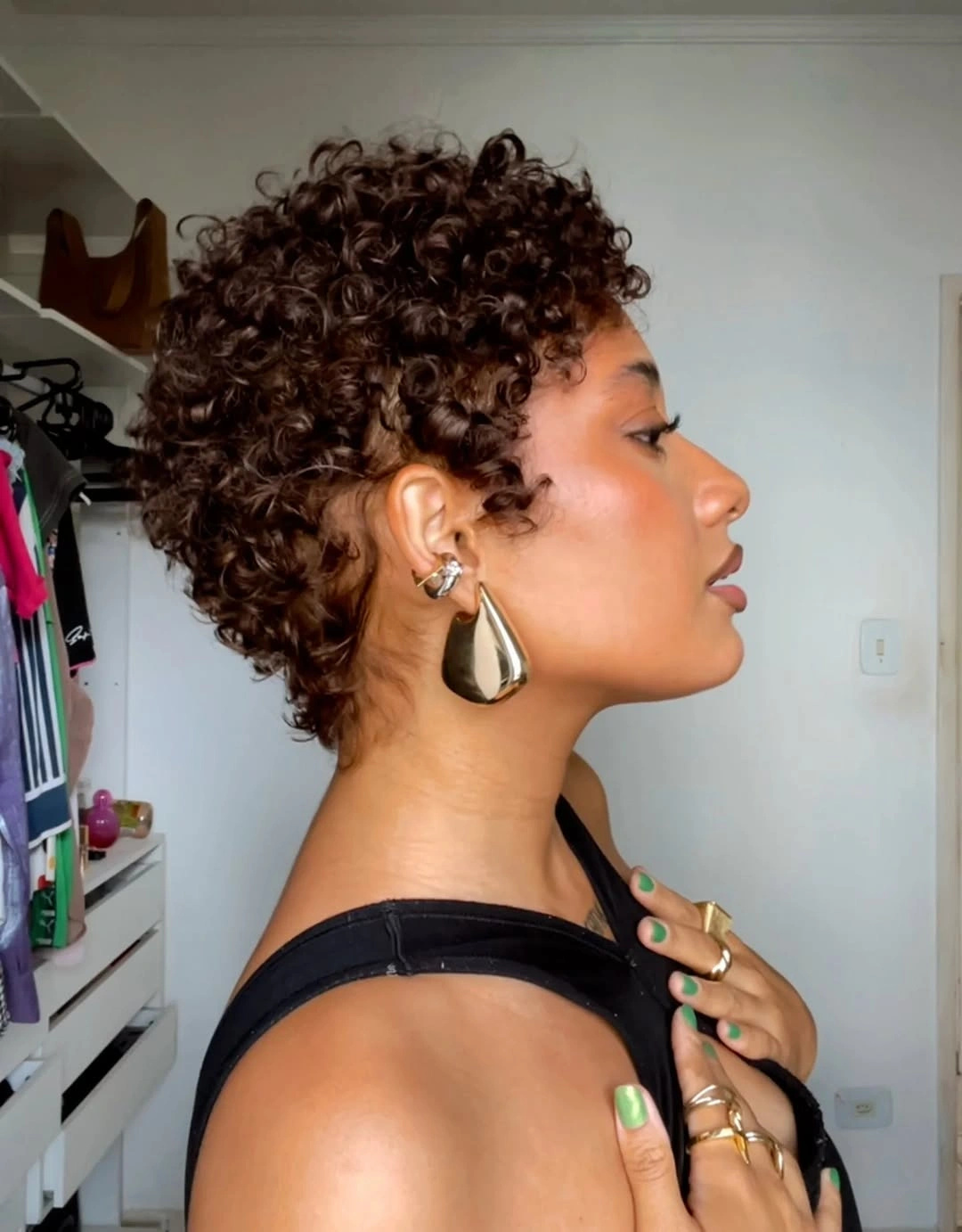 curly pixies haircut Defined Brown Ringlet Pixie