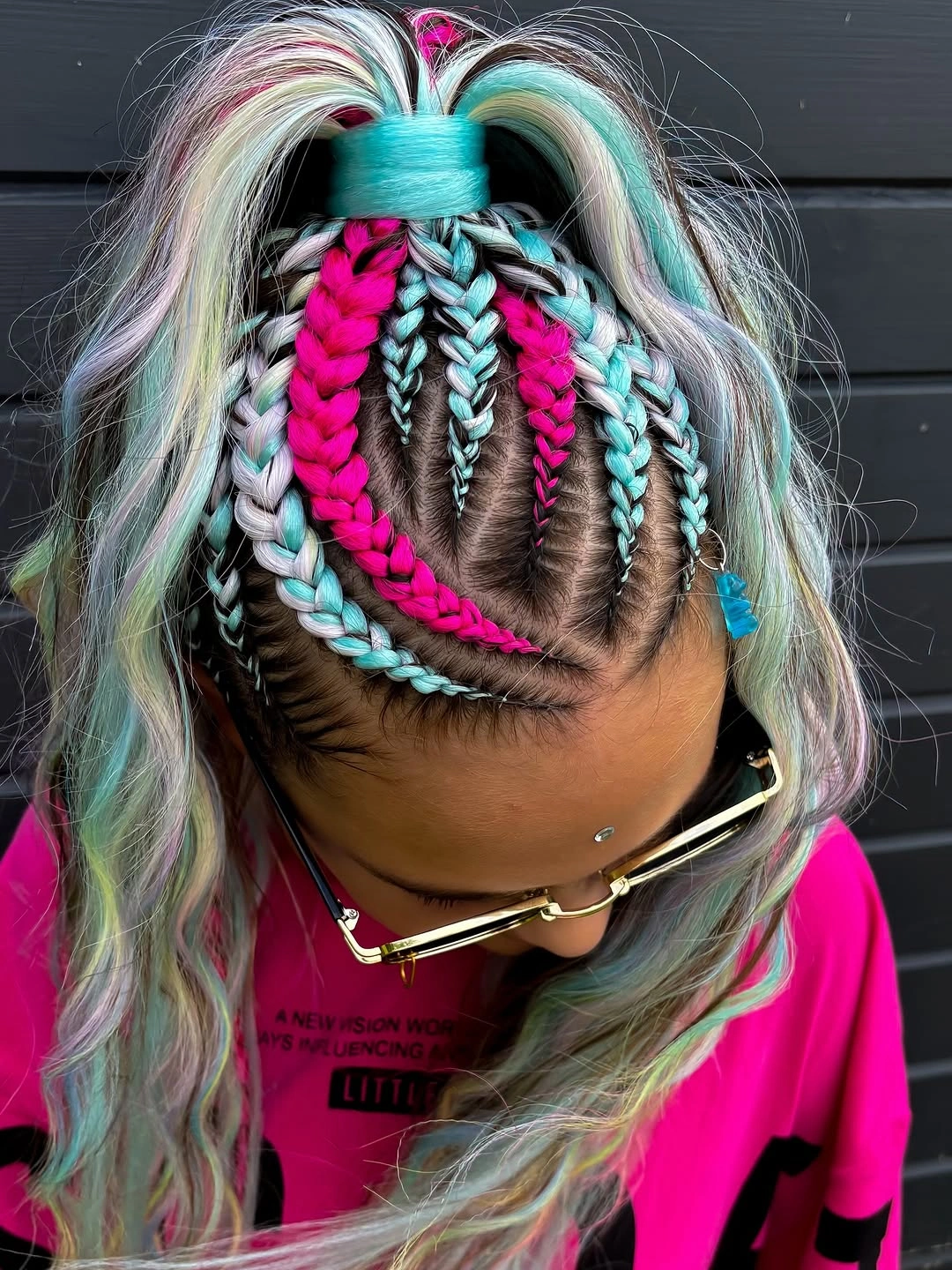 cute braid hairstyle for women Colorful Braided Accents With Loose Natural Texture