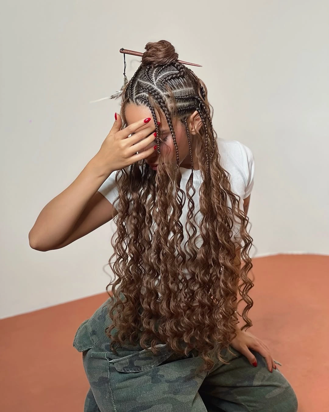cute braid hairstyle for women Long Curly Braids With a Bohemian Finish