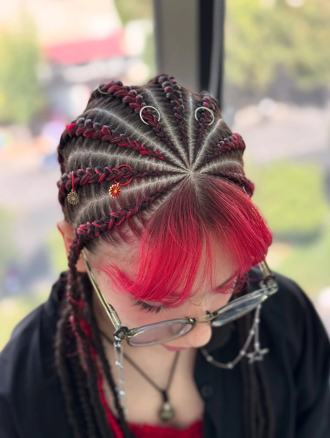 dragon braid for women Pink Accent Braids With Radial Parting