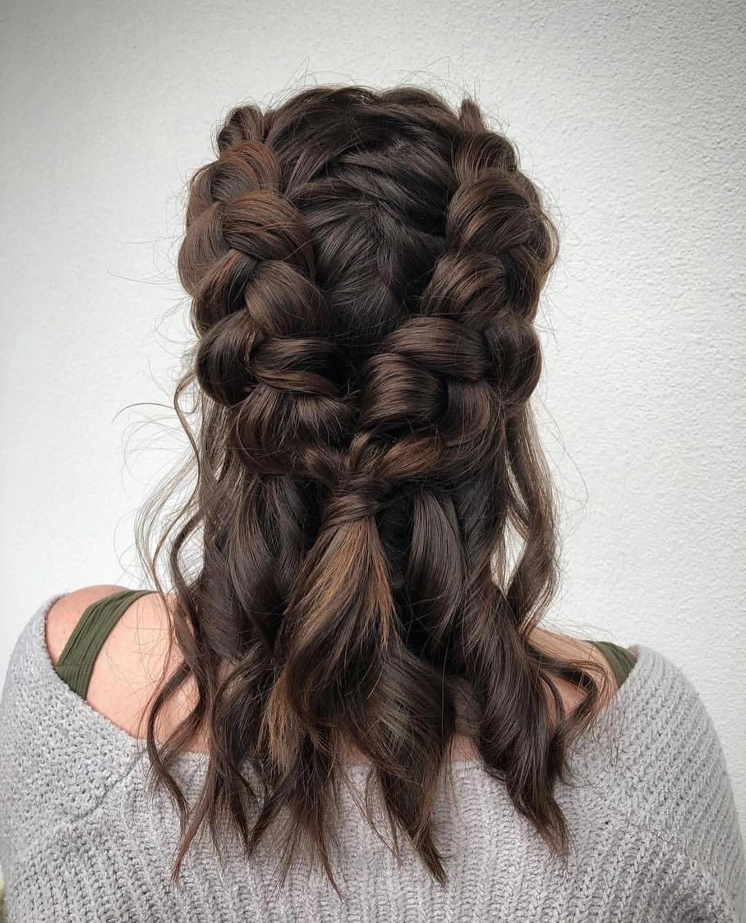 easy braid hairstyle romantic braided crown with loose waves
