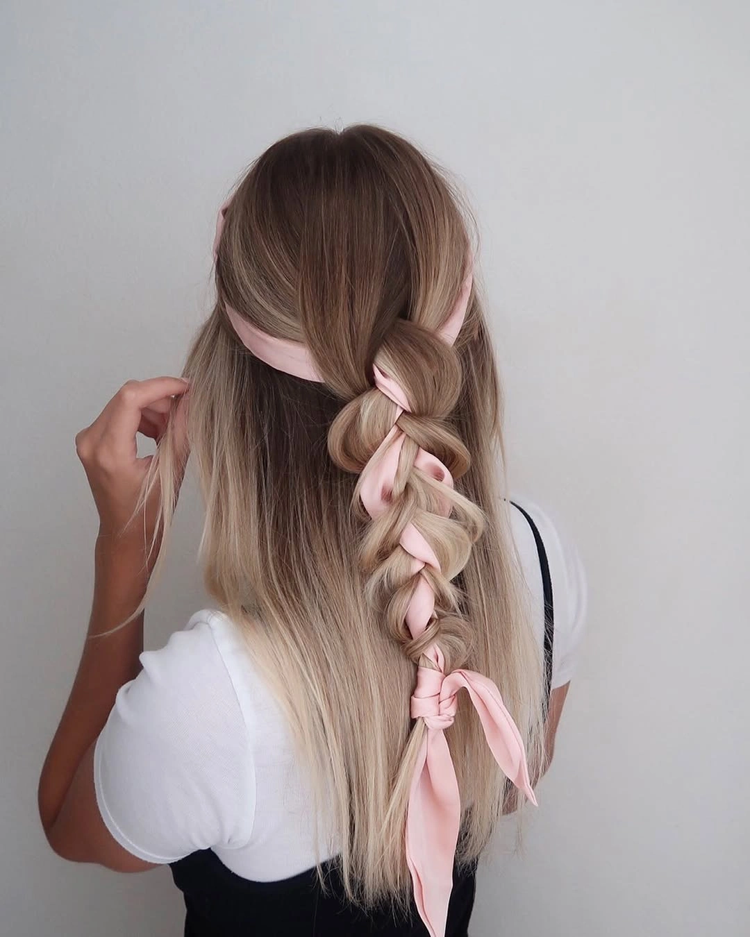 easy braid hairstyle ribbon braid for long hair