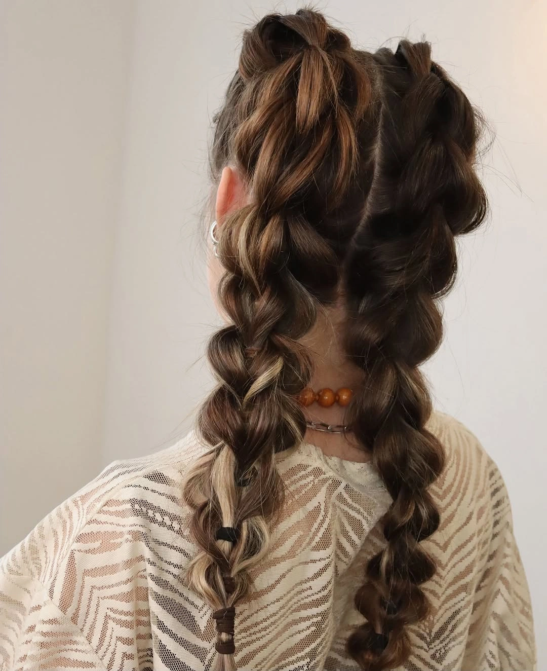 easy braid hairstyle soft bubble braids for long curly hair