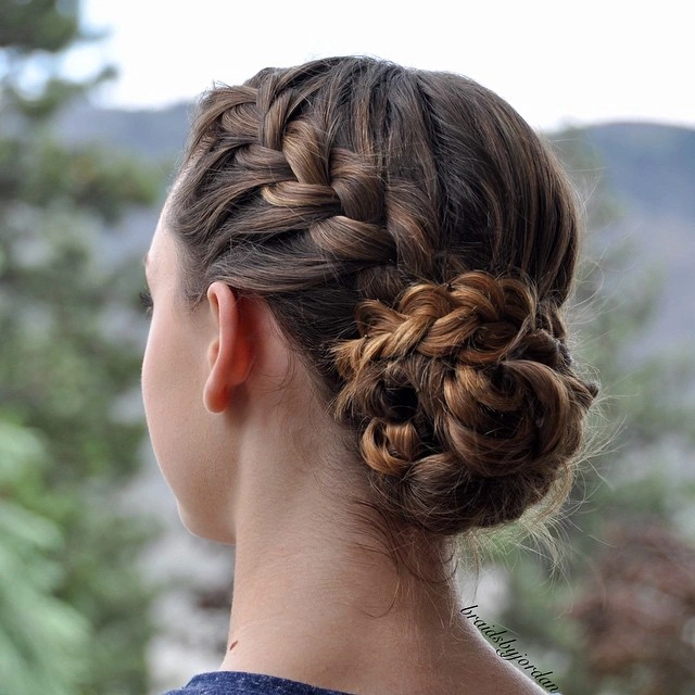 easy braid hairstyle braided low bun