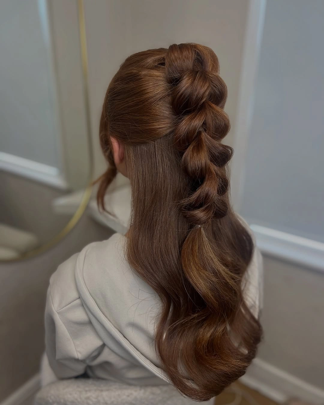 easy braid hairstyle half-up braided ponytail