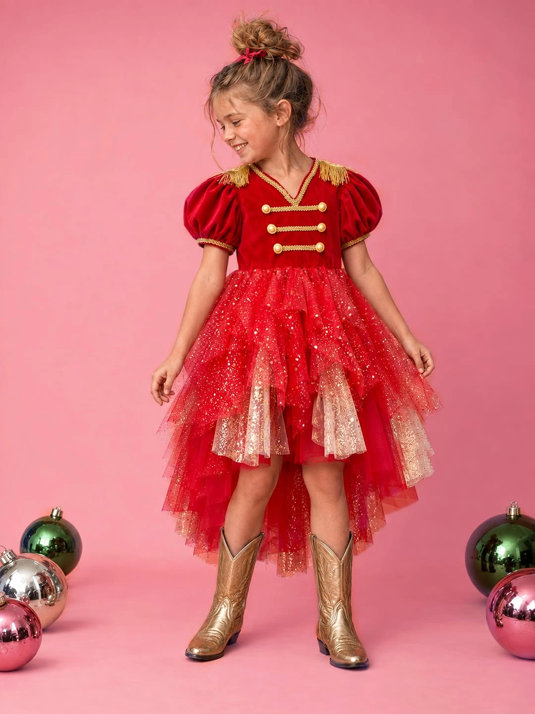 festive christmas outfits for kids 2026 - Festive Red Velvet With a Touch of Golden Shine