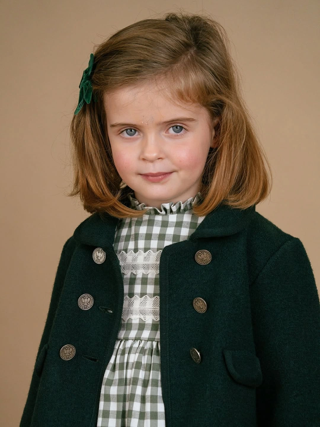 festive christmas outfits for kids 2026 - Gingham, Lace, and Deep Green for a Storybook Holiday
