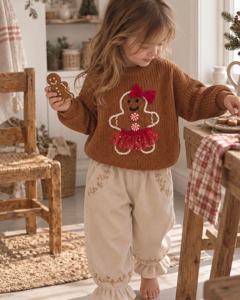 festive christmas outfits for kids 2026 - Gingerbread Knitwear for a Cozy Holiday