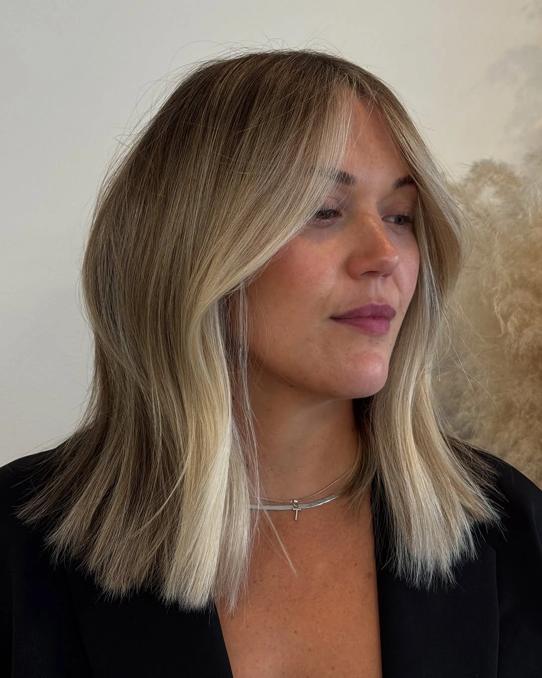 flattering lob haircut - Blonde Lob With Contrast Face Framing