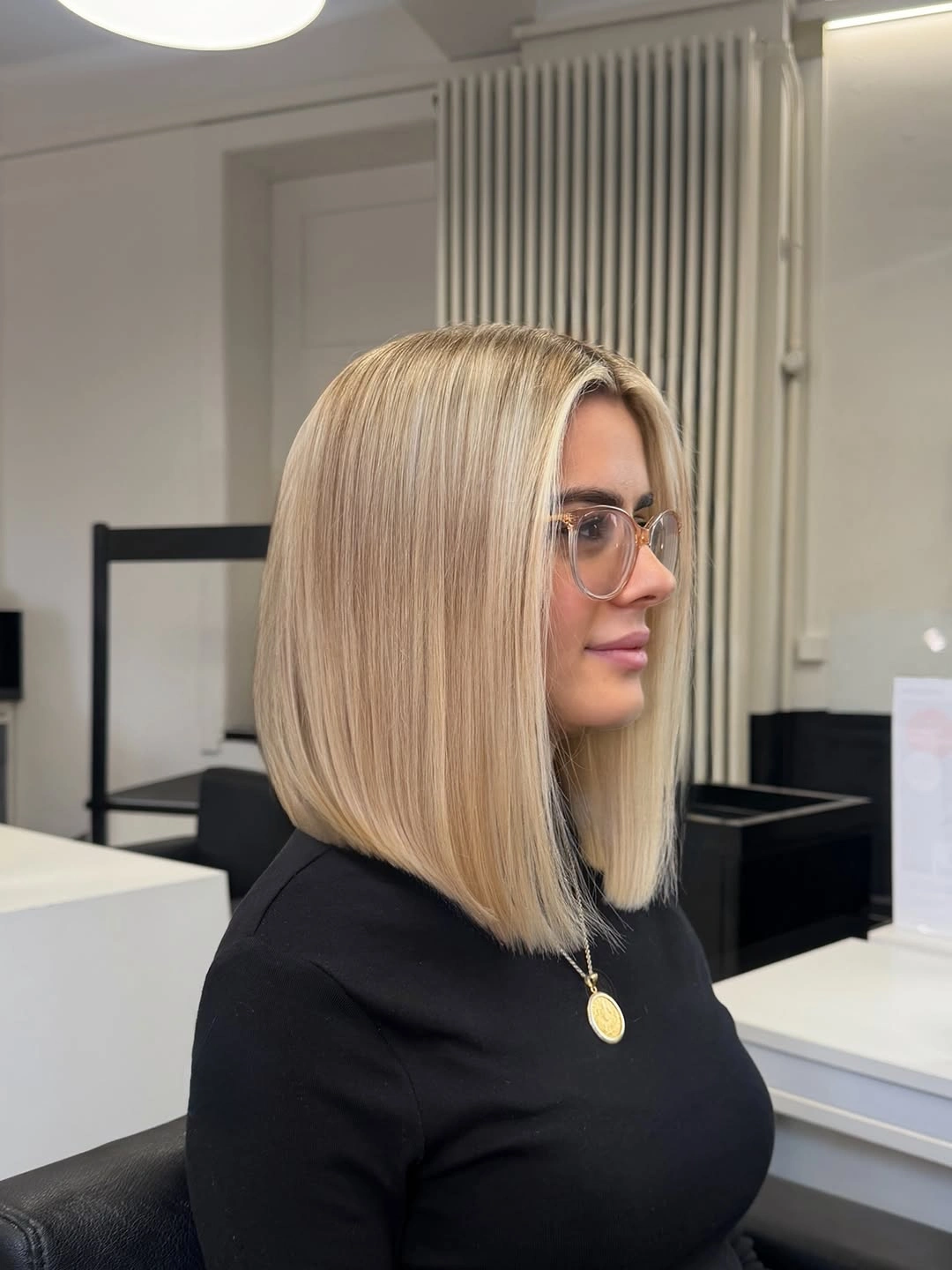 flattering lob haircut - Polished Straight Blonde Lob With a Clean Perimeter