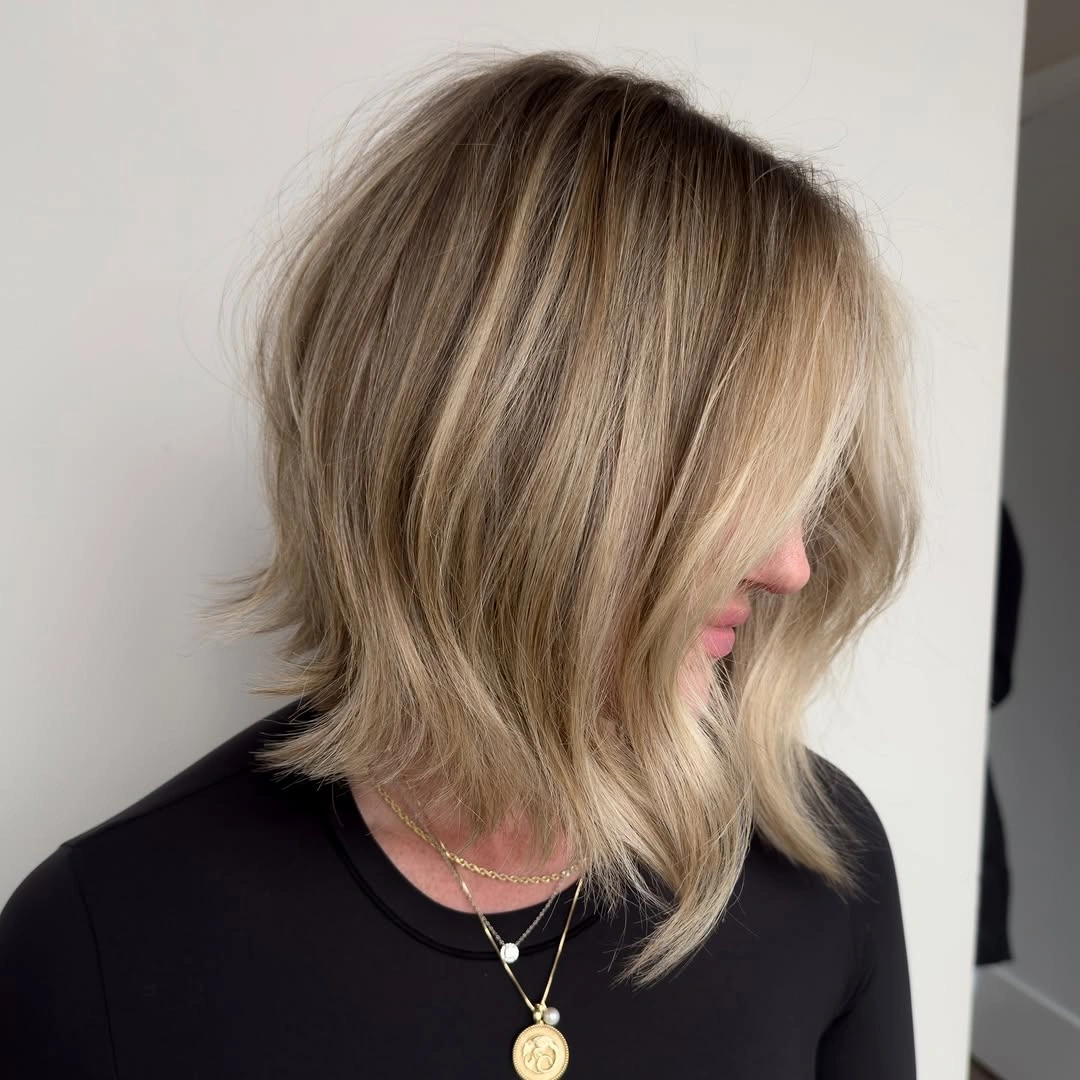 flattering lob haircut - Dimensional Blonde Lob With a Relaxed Face Frame