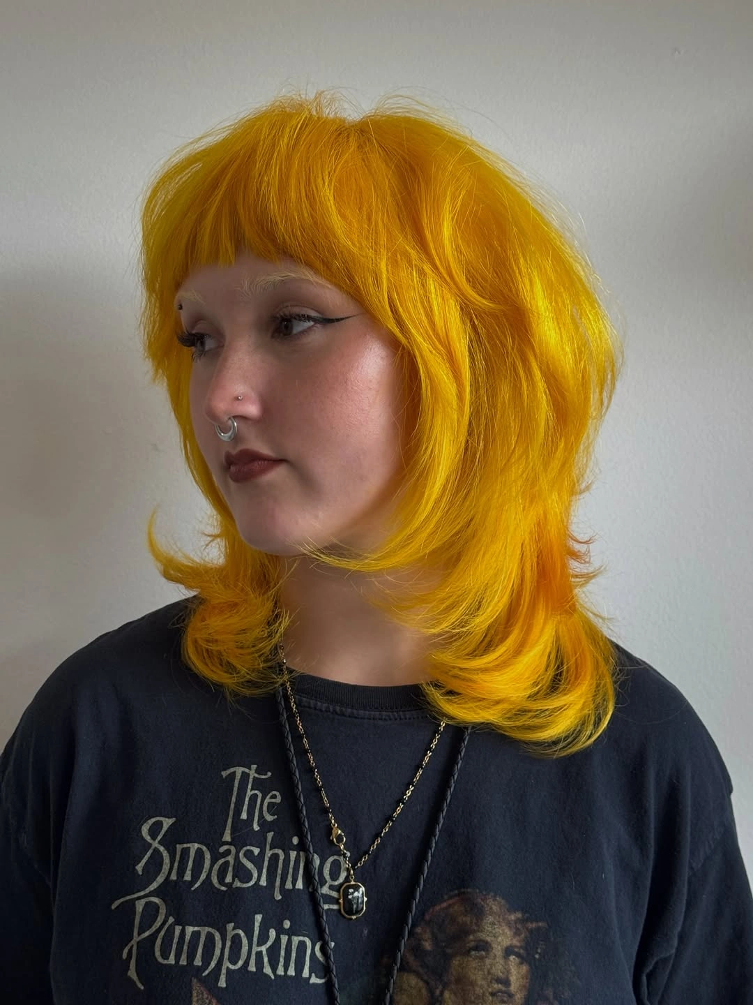 flattering winter haircuts for plus size women - Vivid Yellow Shag for a Bold Winter Reset
