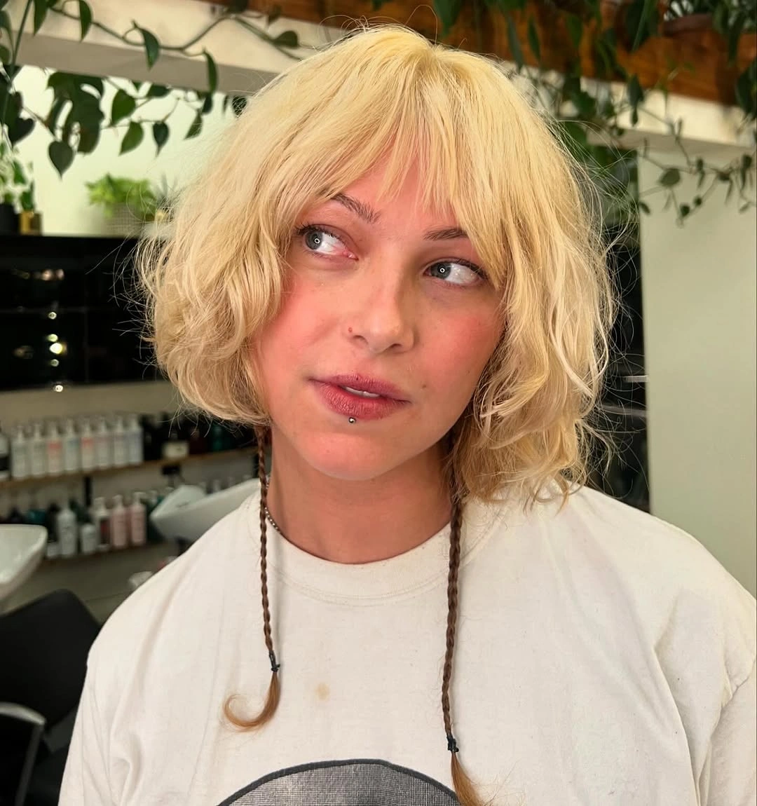french bob cut Messy Blonde Bob With Relaxed Texture