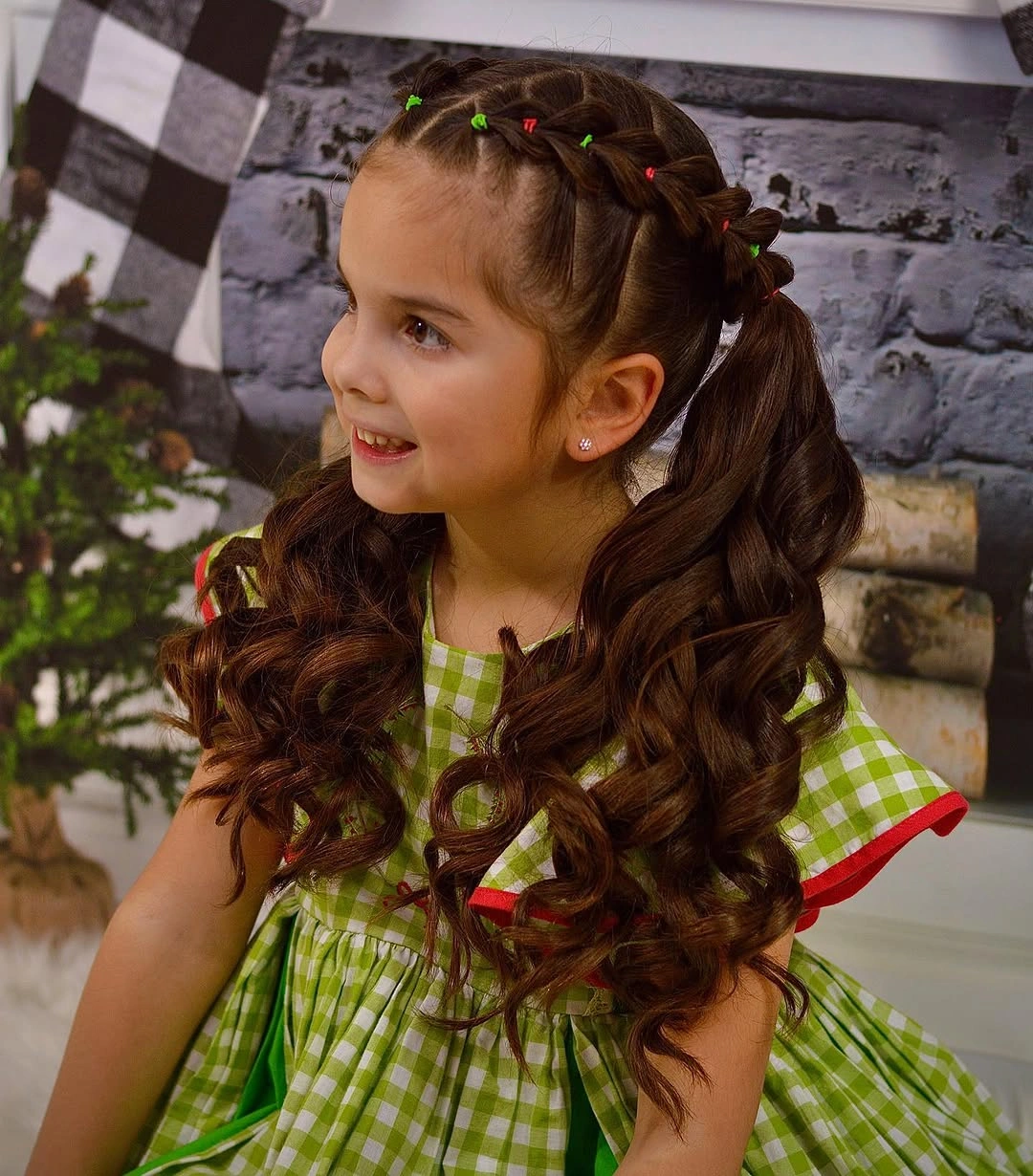 glamorous christmas hairstyles 2026 - Cute braided ponytails for kids