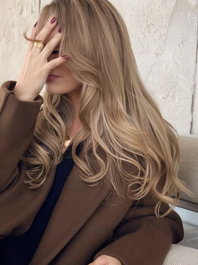 gorgeous november hair colours 2026 - Beige Bronde with Long Face-Framing Layers