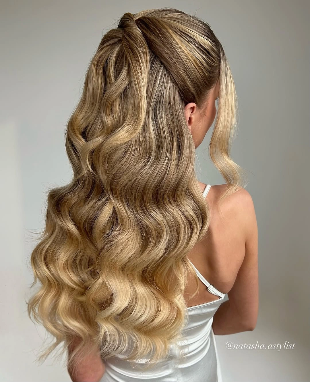 gorgeous november hair colours 2026 - Golden Blonde Half-Up Waves