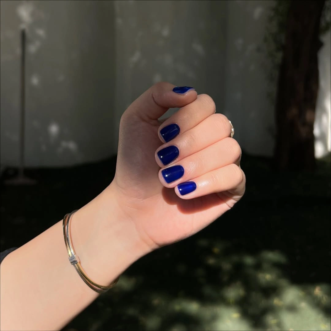 gorgeous short nails 2027 Glossy Cobalt Blue Short Nails