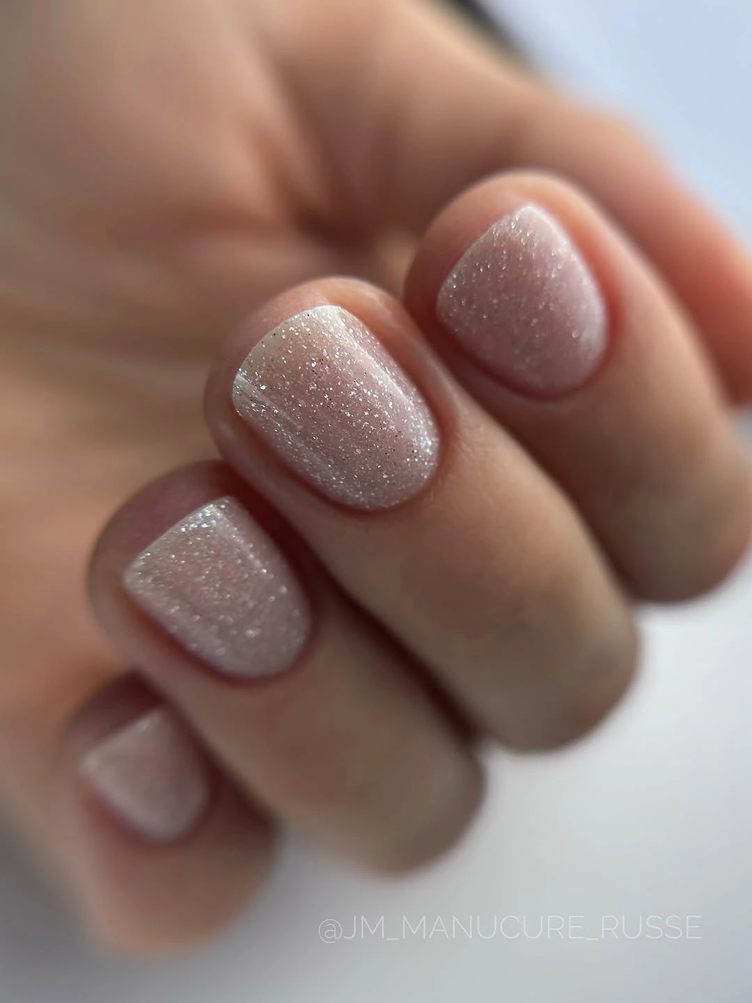 gorgeous short nails 2027 Delicate Pink Sparkle