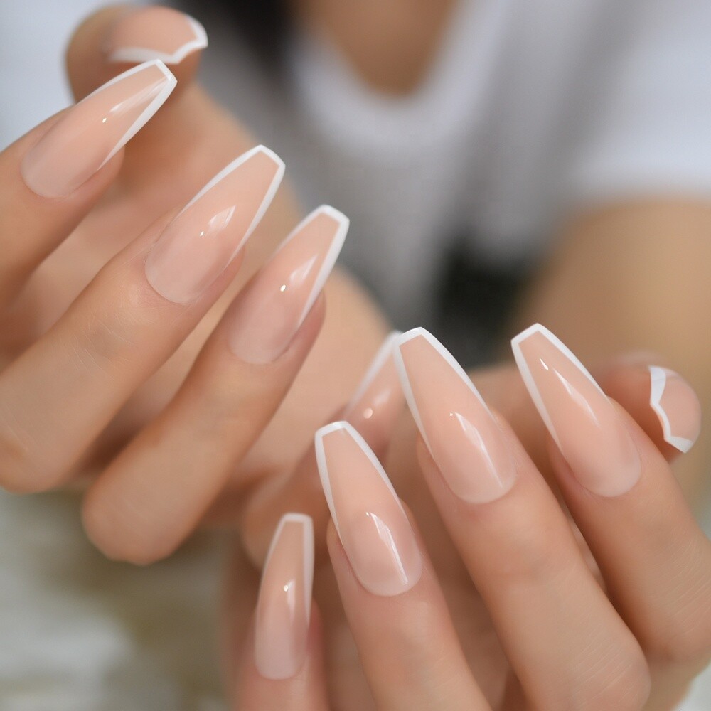 Elegant Sheer Nude French Tip Coffin Nails Elegant Sheer Nude French Tip Coffin Nails β Winter Coffin Nails