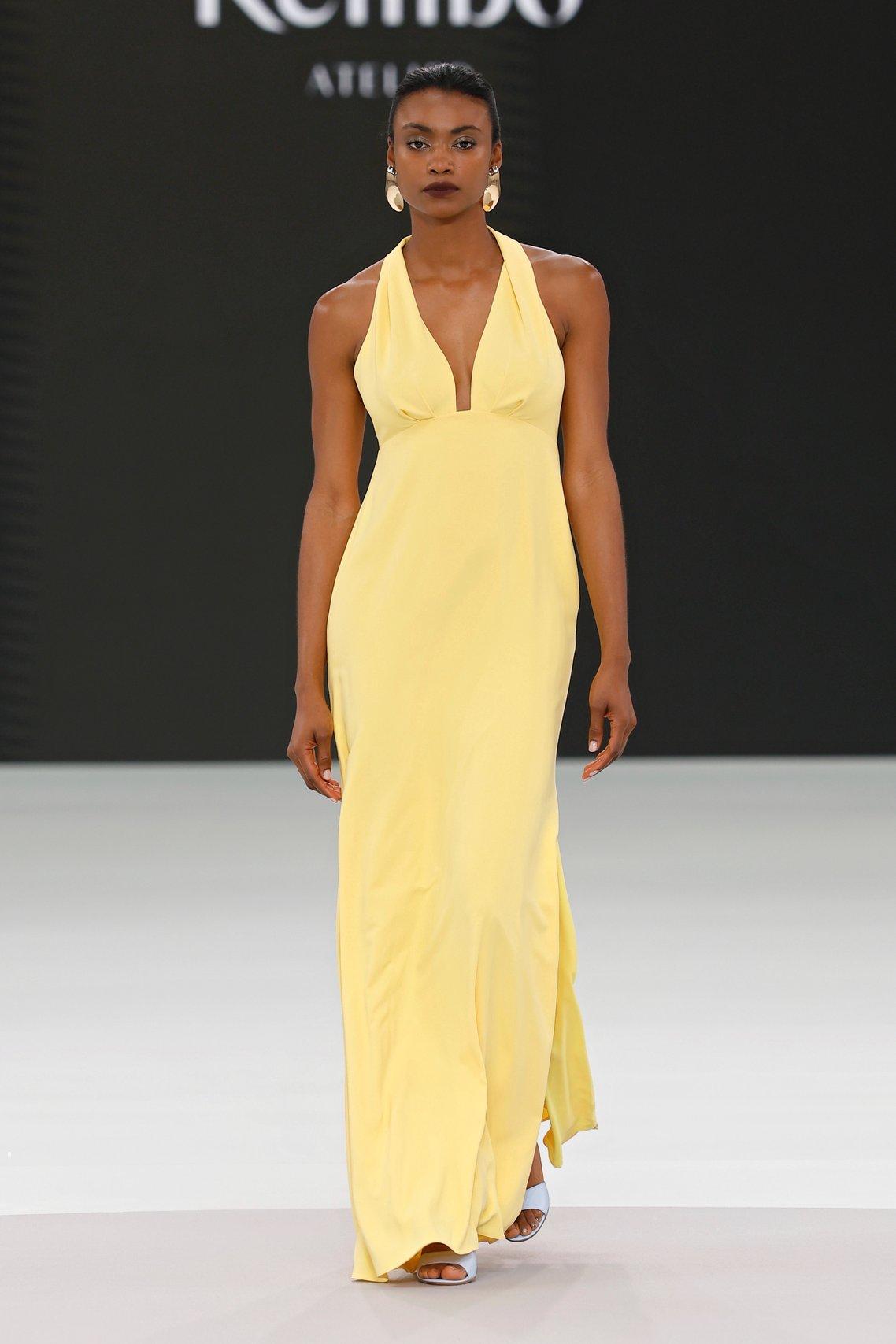 Flowing Yellow Halterneck Maxi Dress with Gold Hoops Flowing Yellow Halterneck Maxi Dress with Gold Hoops β Winter Birthday Outfits