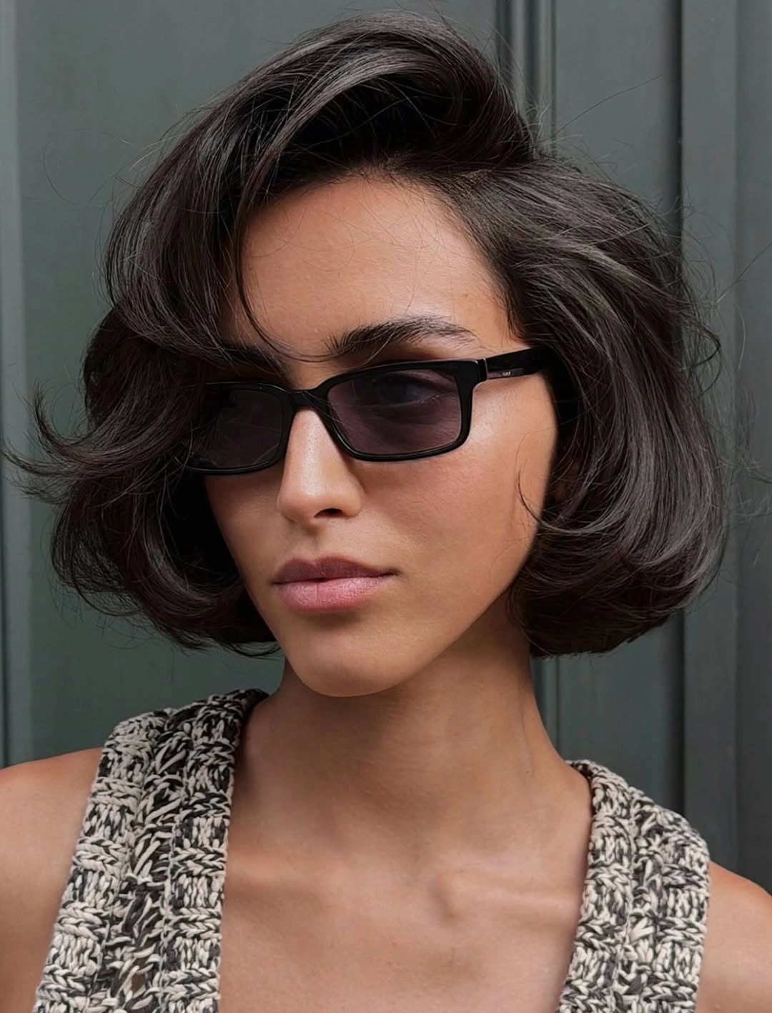 modern bobbed haircut Voluminous Dark Bob With Retro Attitude