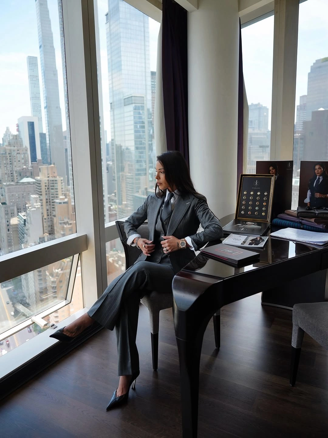 modern business casual dress code for women - Pinstripe Suiting for a Confident City Office Look