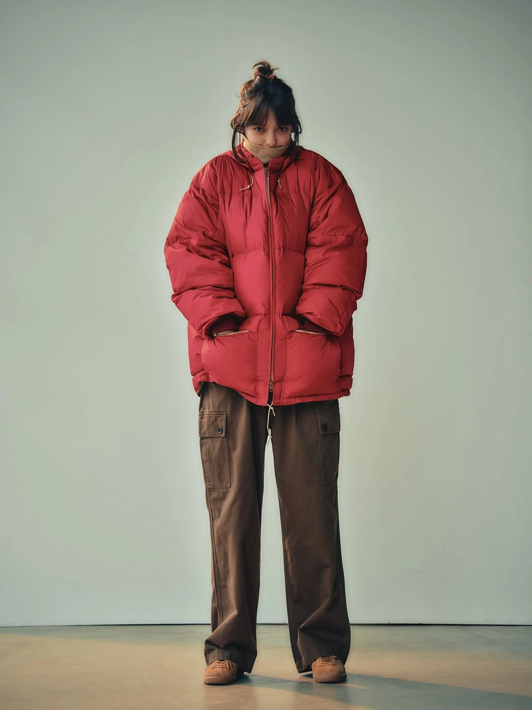 modern & trendy down jackets 2027 Red Puffer with Relaxed Utility Layers