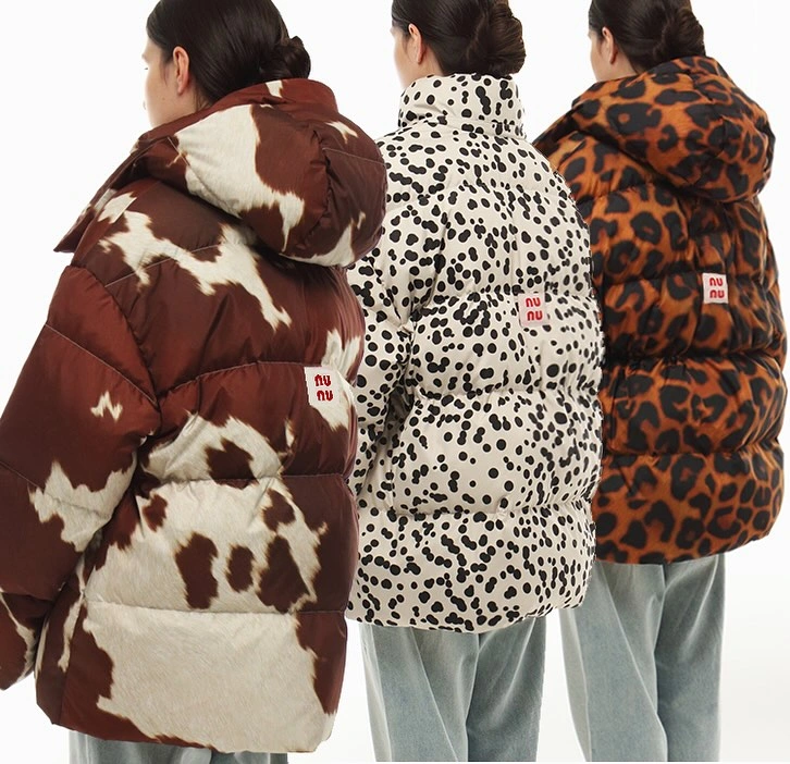 modern & trendy down jackets 2027 Statement Animal Print Puffer for a Playful City Look