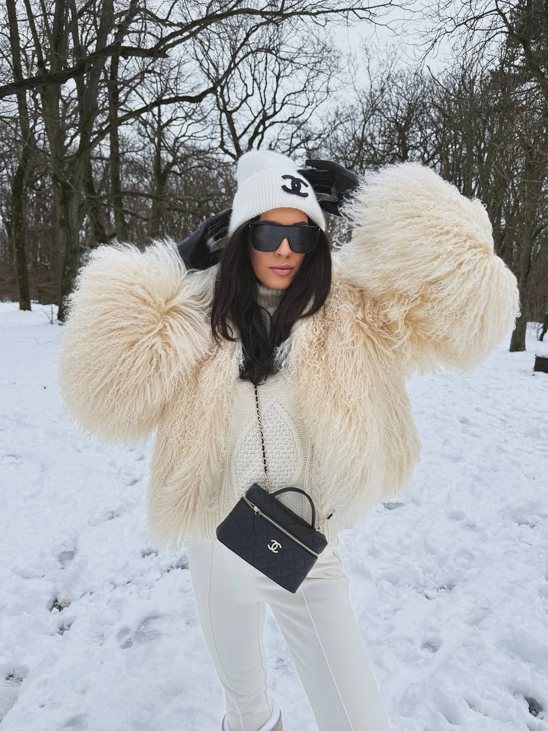 modern winter fashion for women 2026 2027 Winter White with Statement Shearling