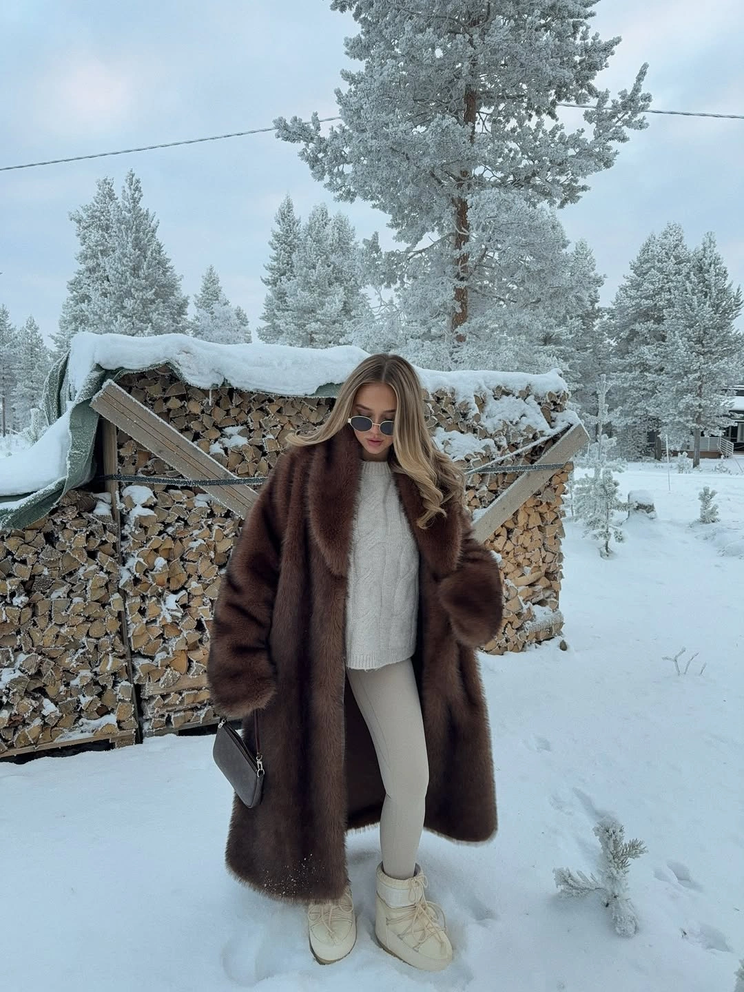 modern winter fashion for women 2026 2027 Chocolate Fur with Winter White Basics