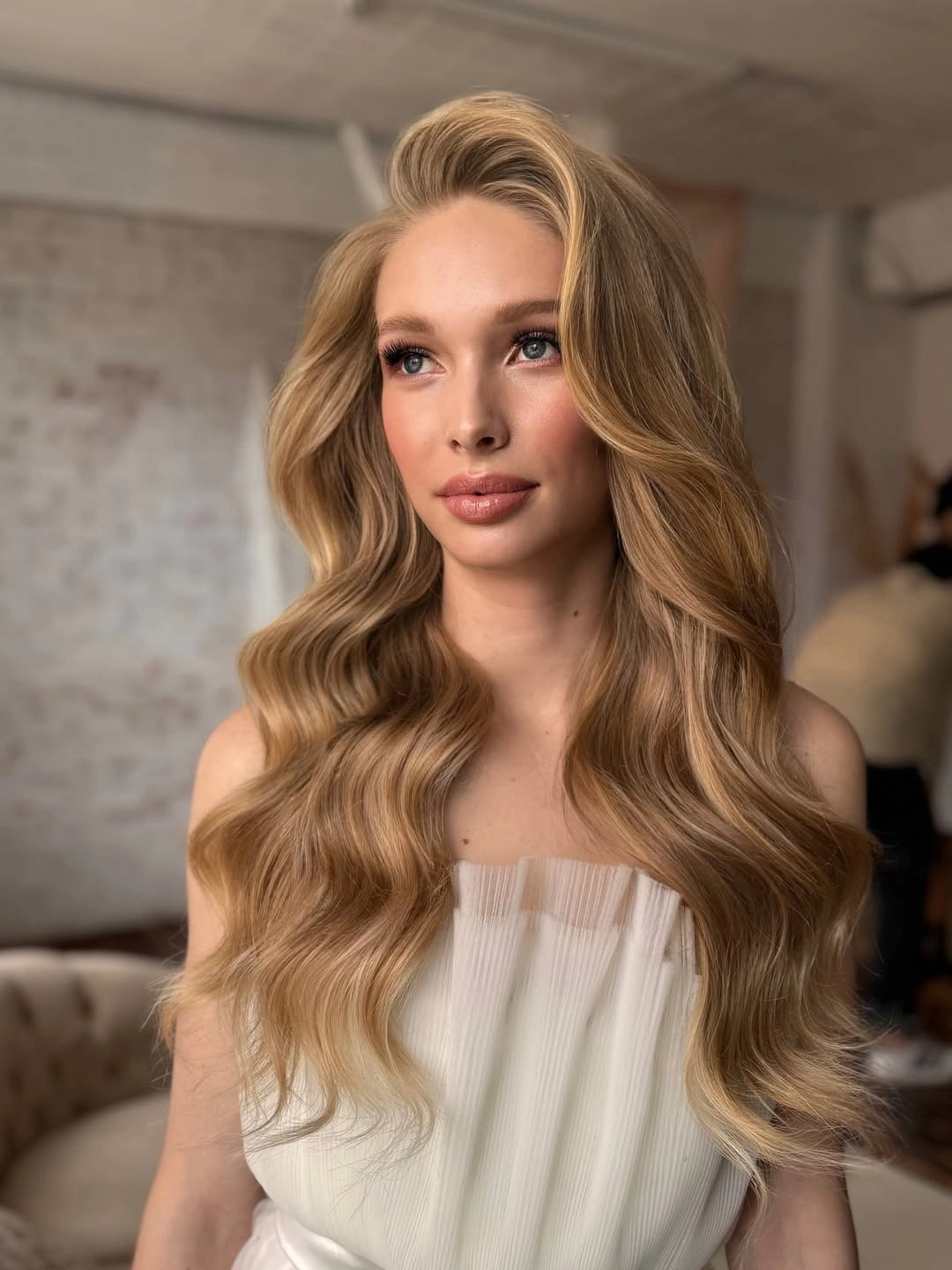 pretty deep waves hair Warm Blonde Deep Waves With a Soft Flip Over