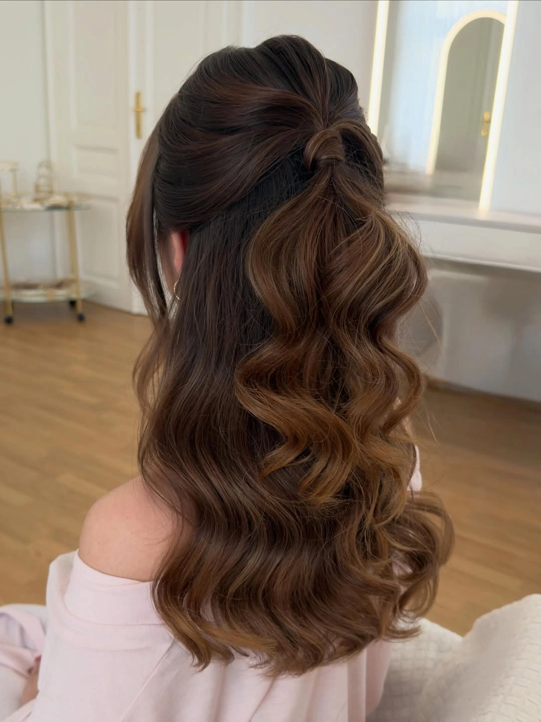 pretty deep waves hair Chocolate Brown Half-Up Waves With a Casual Twist