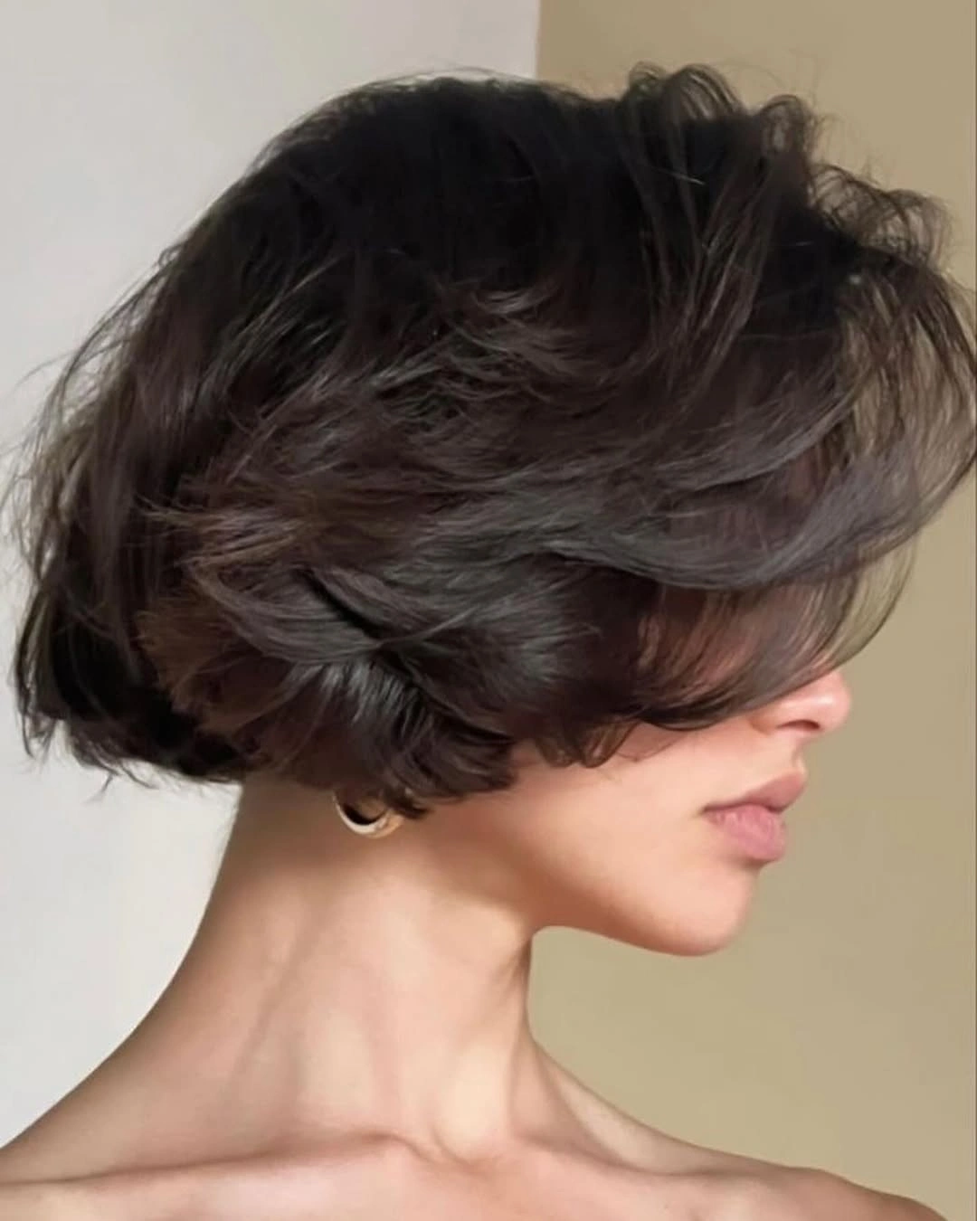 short bob hairstyle Airy Layered Brunette Bob