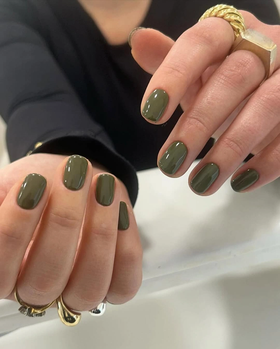stunning november nails colors 2026 Olive Green Short Natural Nails