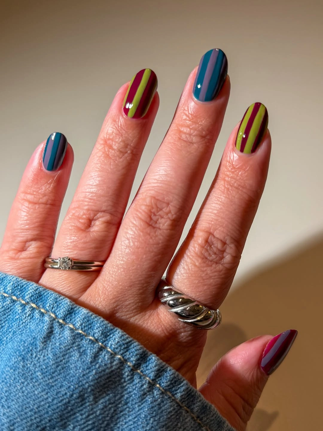 stunning november nails colors 2026 Berry Stripe Short Nails