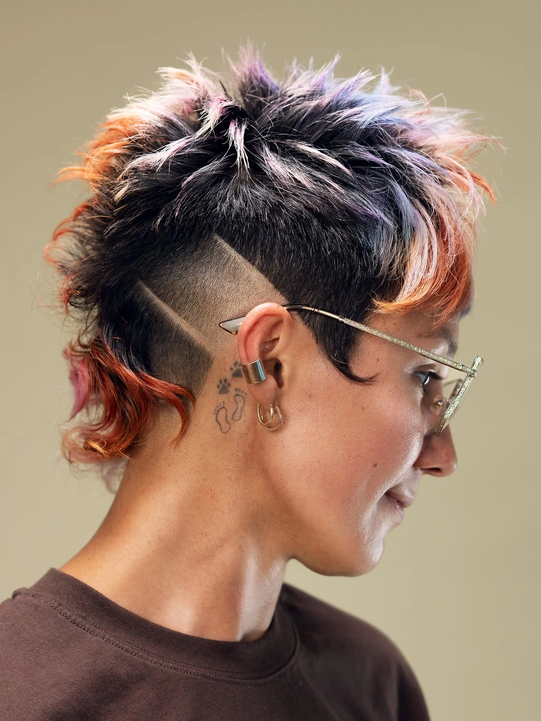 short haircut for women Edgy Multicolor Undercut With Choppy Texture