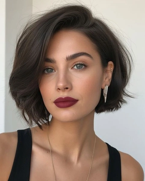 short haircut for women Choppy Dark Pixie With Playful Texture