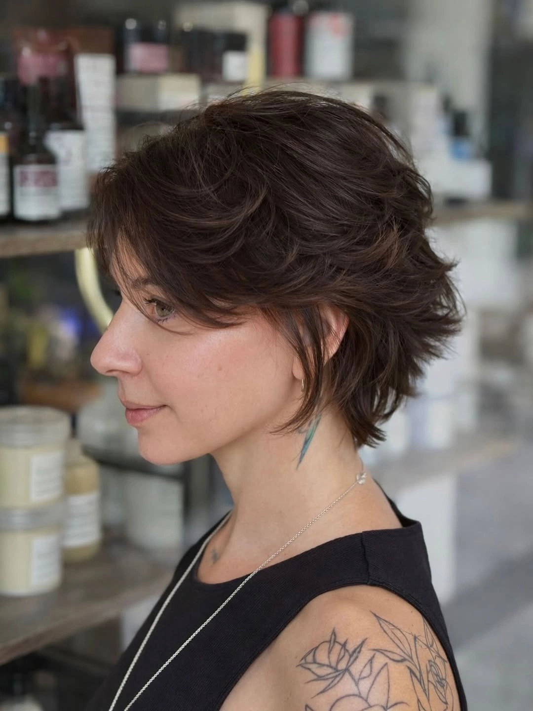 short haircut for women Textured Short Shag With Feathered Layers
