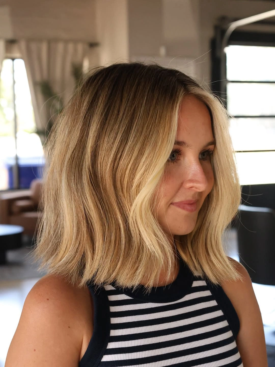 stylish and trendy hairstyles for women over 30 2027 Golden Mid Length Waves With Bright Face Framing