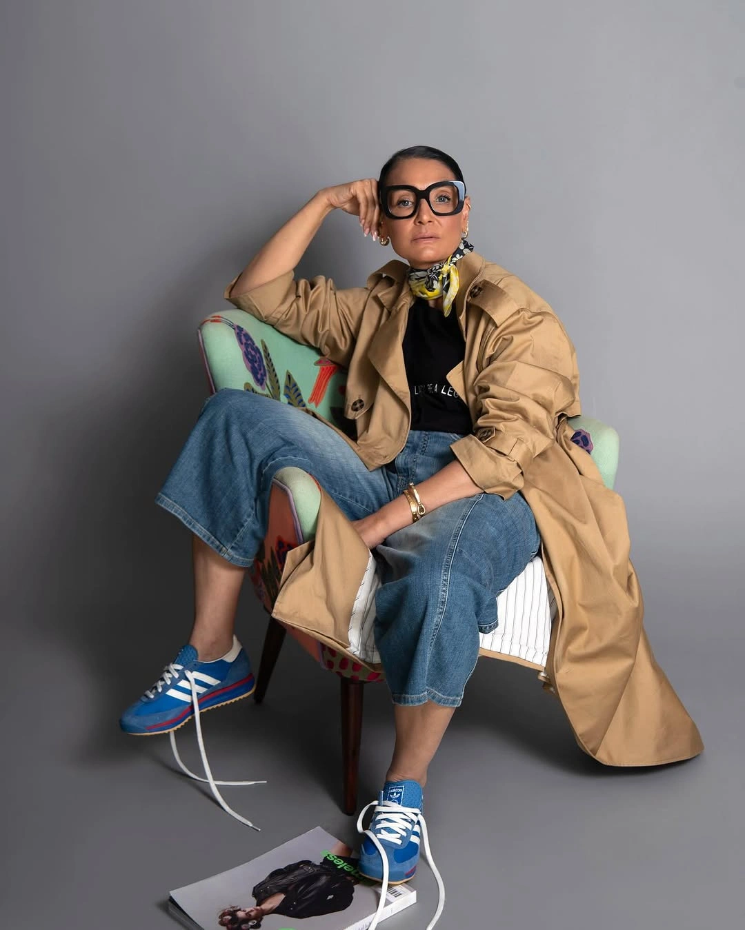 stylish and trendy outfits for women over 50 2027 - Trench Coat, Cropped Denim, and a Dash of Playfulness