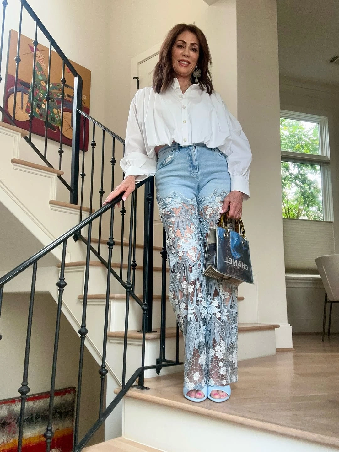 stylish and trendy outfits for women over 50 2027 - Lace Denim With a Romantic Summer Spirit