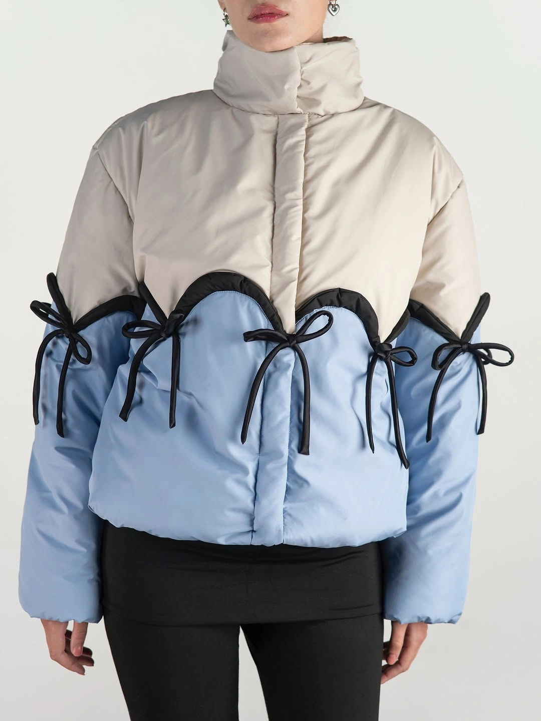 stylish & trendy puffer jackets 2027 Playful Blue Puffer With Bow Details