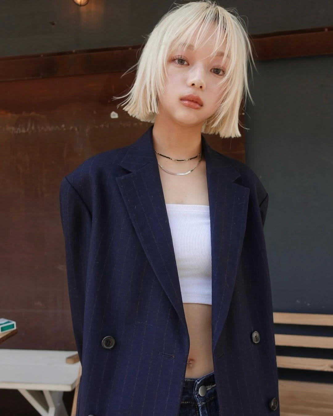 stylish winter haircuts Platinum Bob With Wispy Bangs