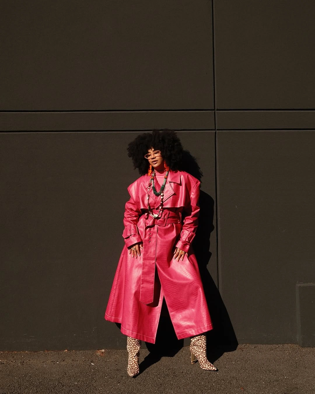 stylish winter NYC outfits - Hot Pink Leather for a Bold Winter Statement
