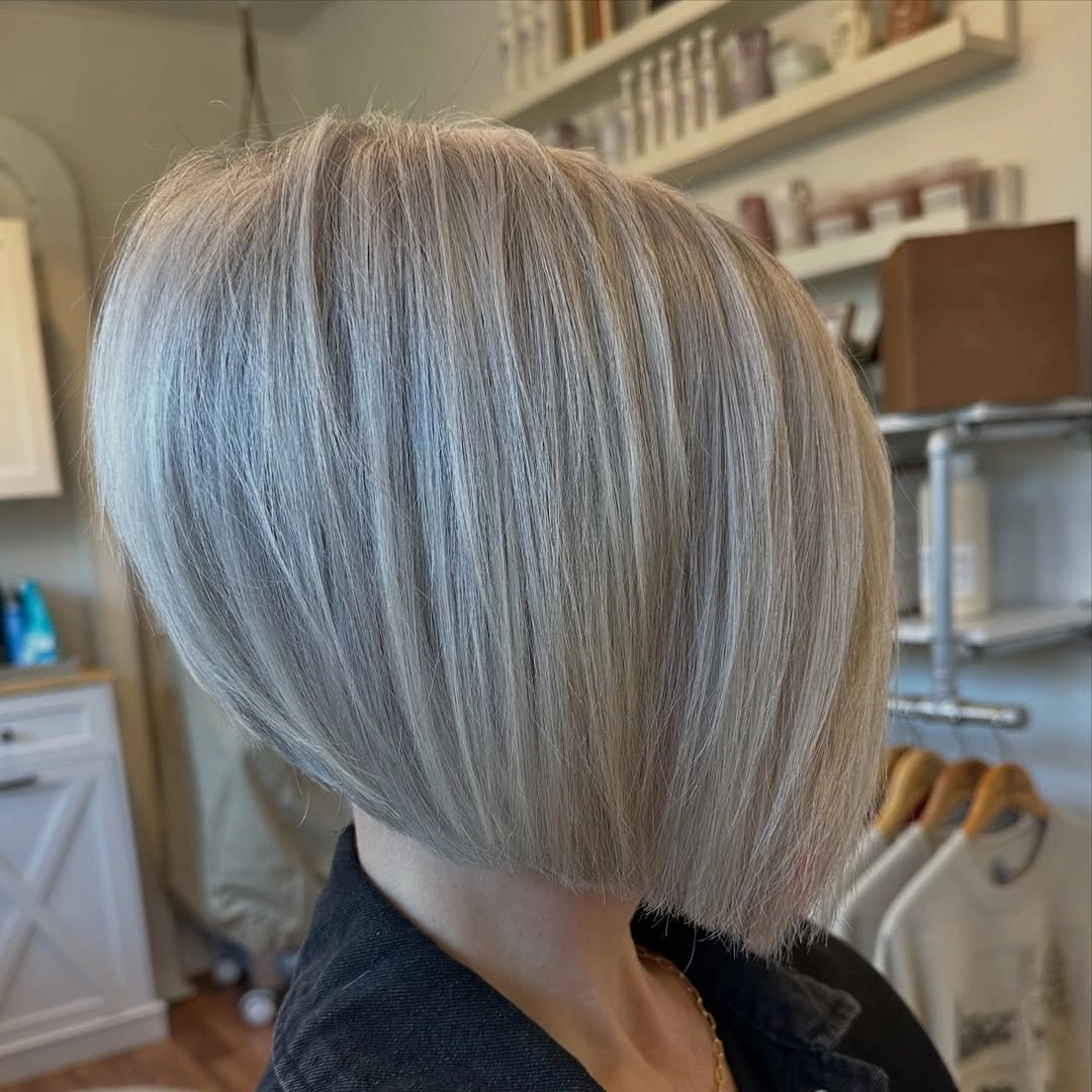 trendy a-line bob haircuts Dimensional Ash Blonde A-Line Bob With A Smooth Shape