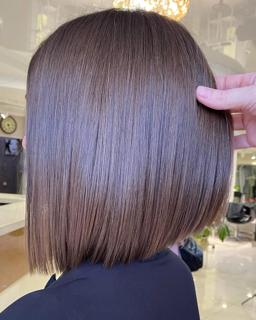 trendy a-line bob haircuts Glossy Mushroom Brown A-Line Bob