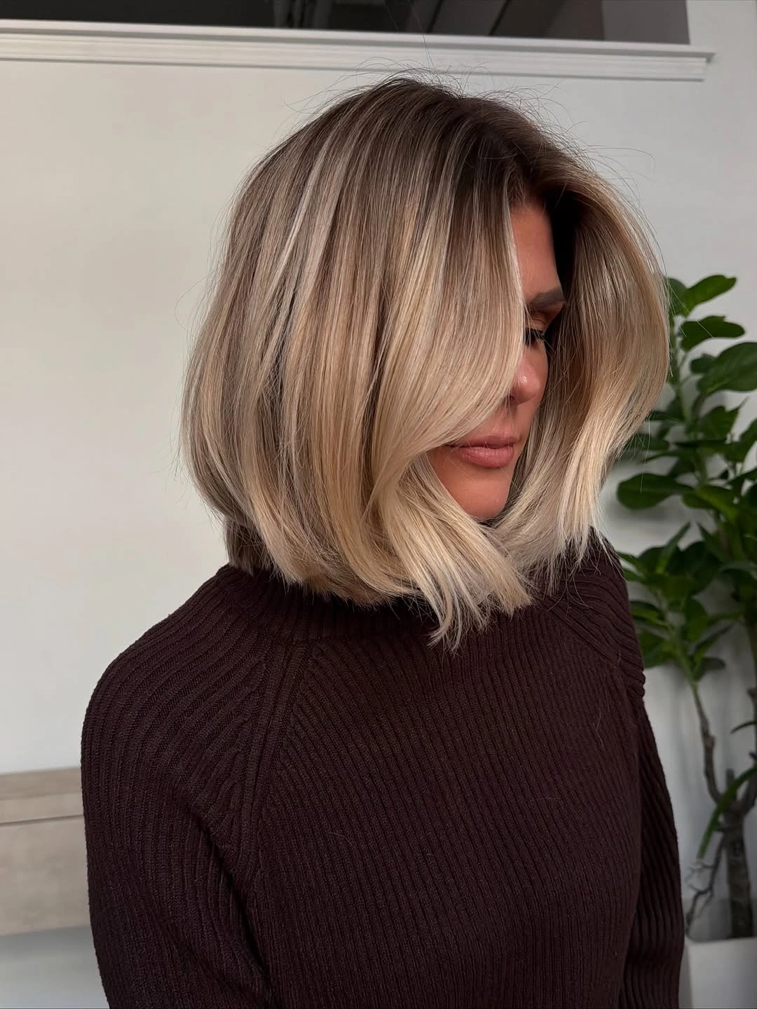 trendy a-line bob haircuts Layered Blonde A-Line Bob With Curtain Bangs